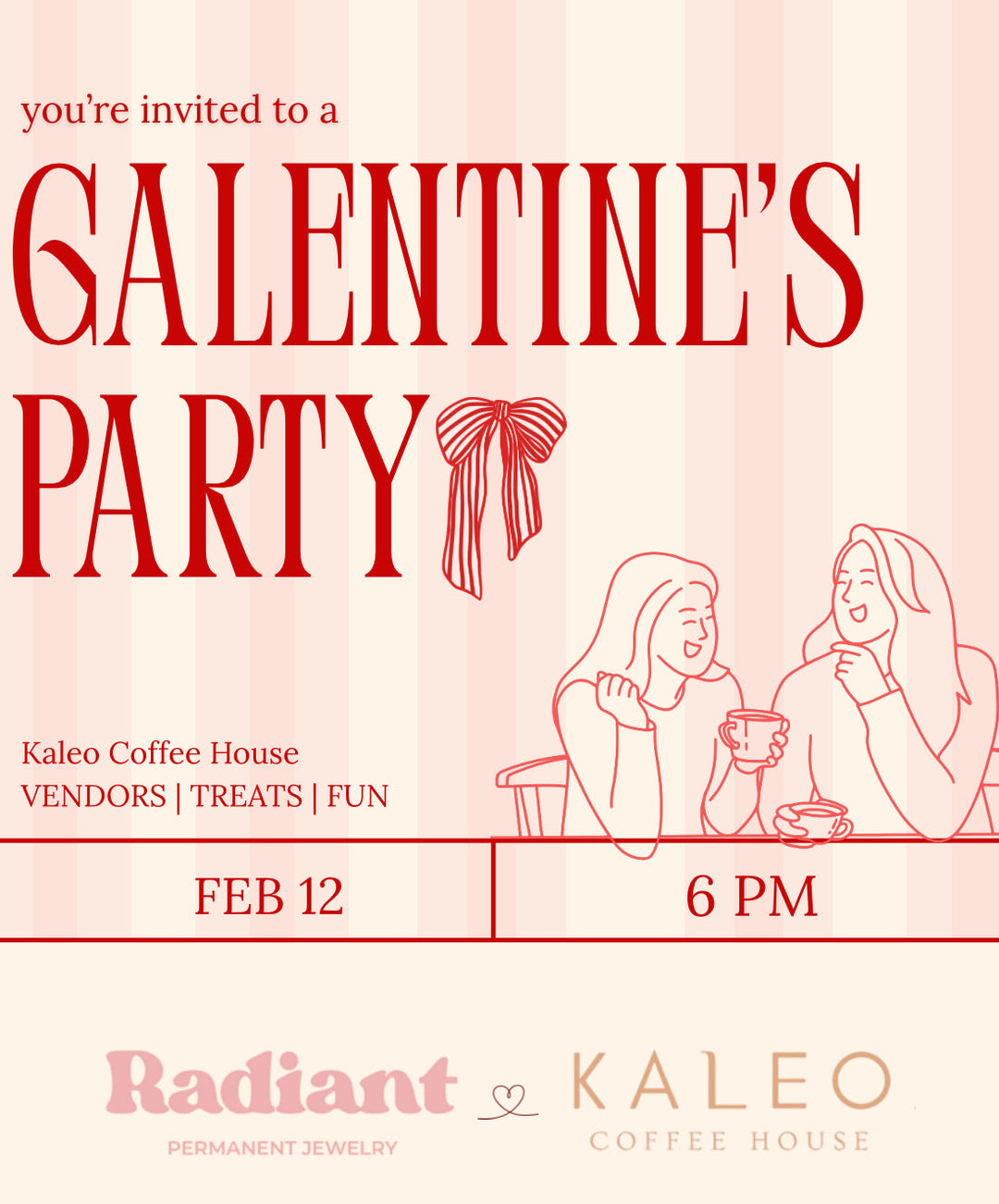 Galentine's Party with Kaleo Coffee and Radiant Permanent Jewelry in Foutainn Inn, SC