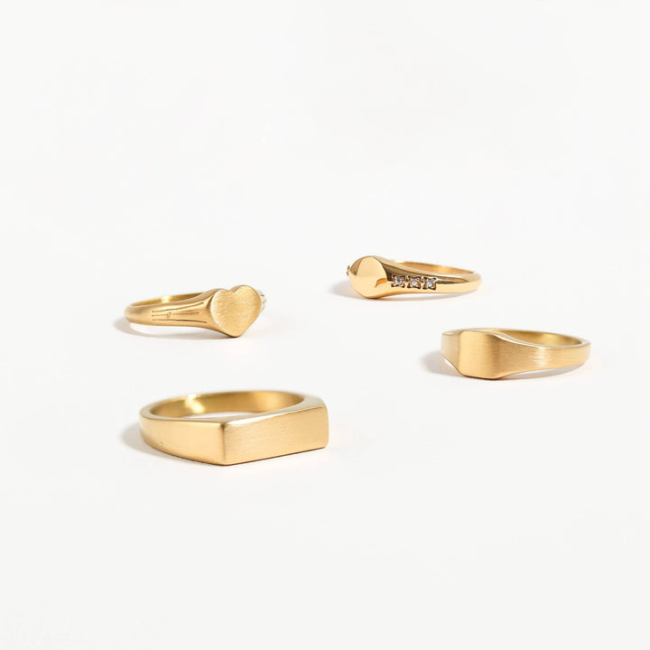 18k Gold PVD Coated Stainless Steel Blank Engravable CZ Round Signet Ring: 6