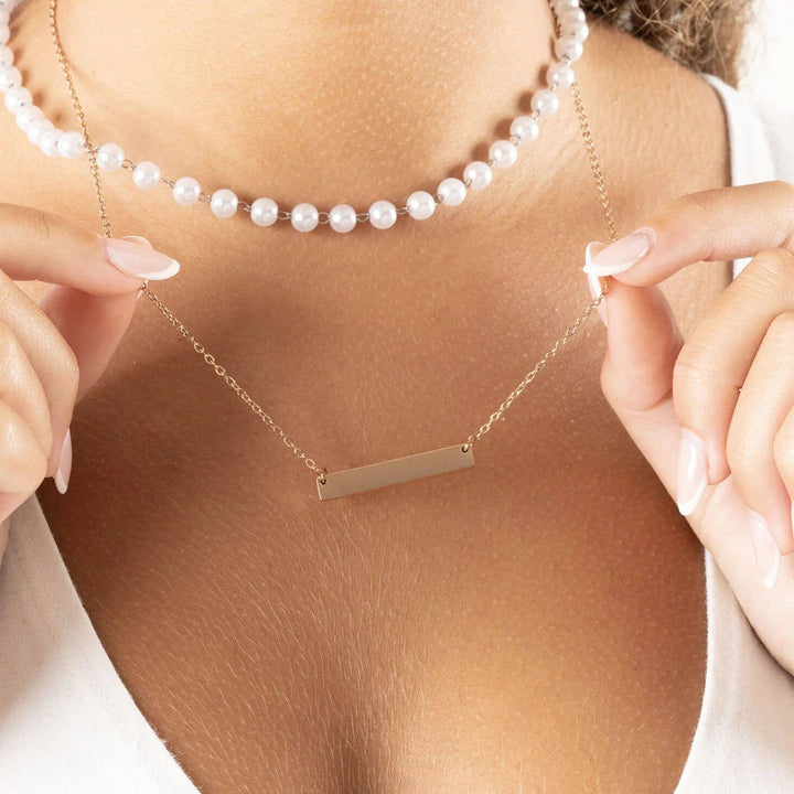 Polished Blank Stainless Steel Bar Necklace: Gold