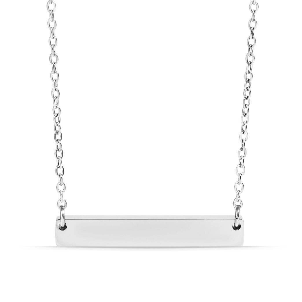 Polished Blank Stainless Steel Bar Necklace: Gold