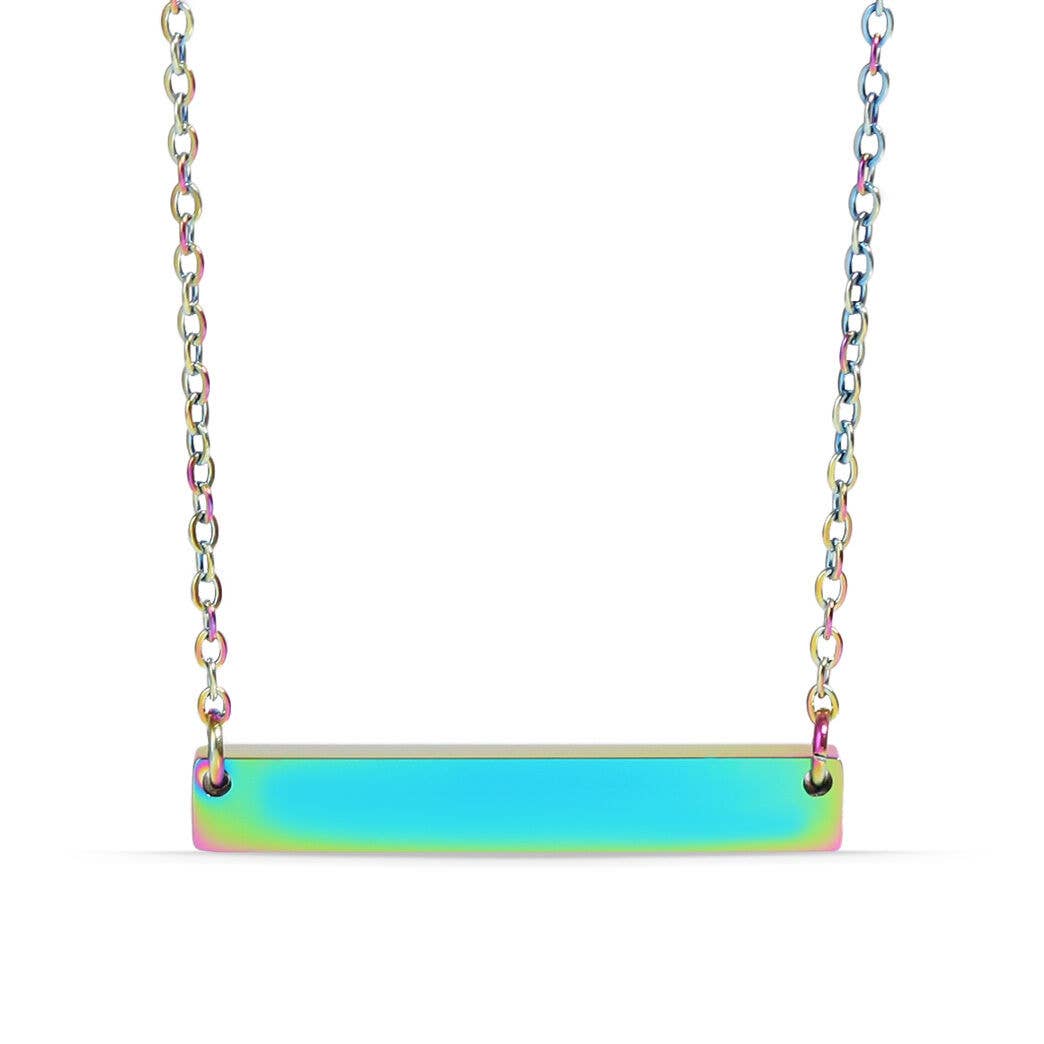 Polished Blank Stainless Steel Bar Necklace: Gold