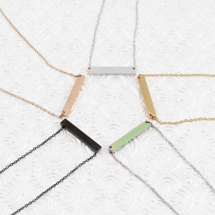 Polished Blank Stainless Steel Bar Necklace: Gold