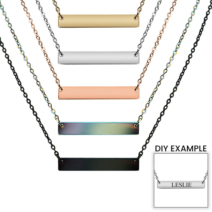 Polished Blank Stainless Steel Bar Necklace: Gold