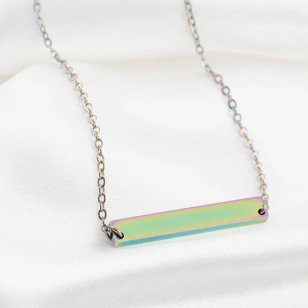Polished Blank Stainless Steel Bar Necklace: Gold