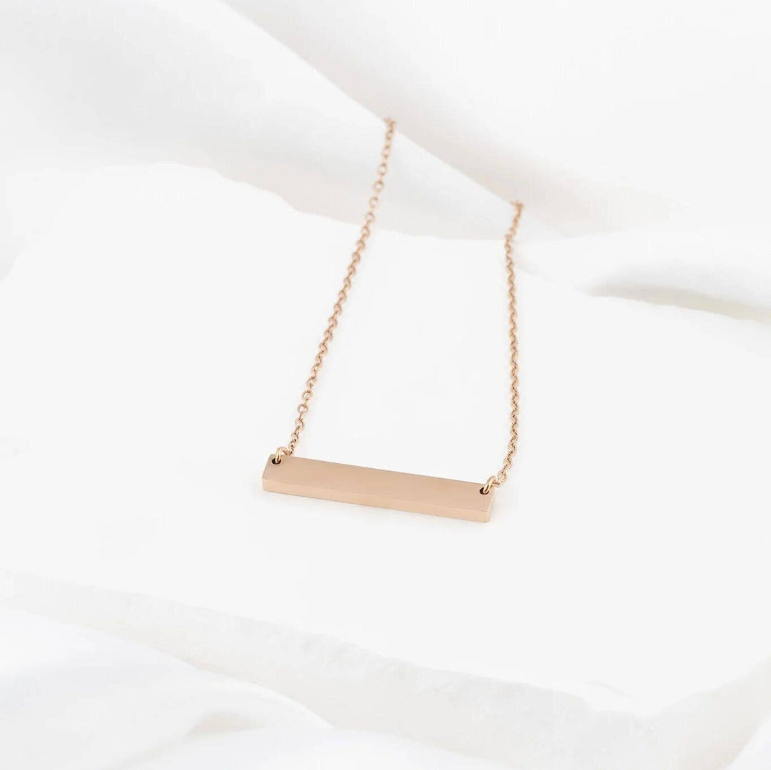 Polished Blank Stainless Steel Bar Necklace: Gold