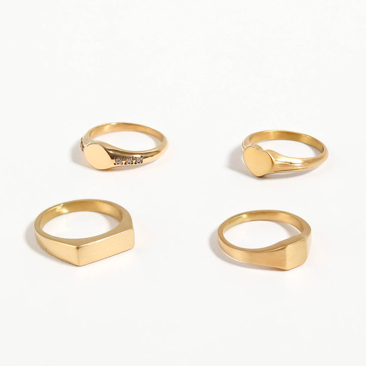 18k Gold PVD Coated Stainless Steel Blank Engravable CZ Round Signet Ring: 5