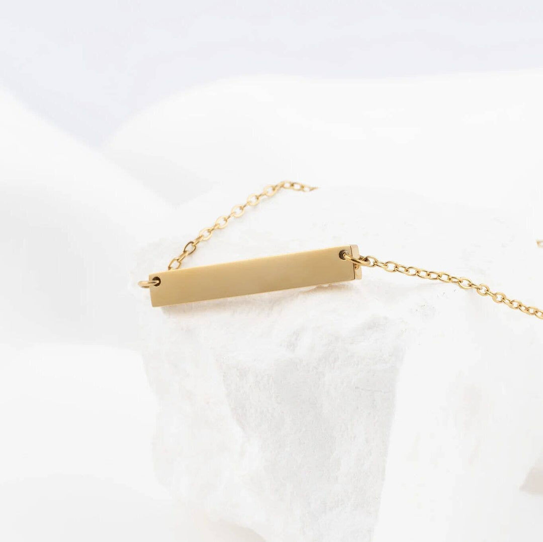 Polished Blank Stainless Steel Bar Necklace: Gold