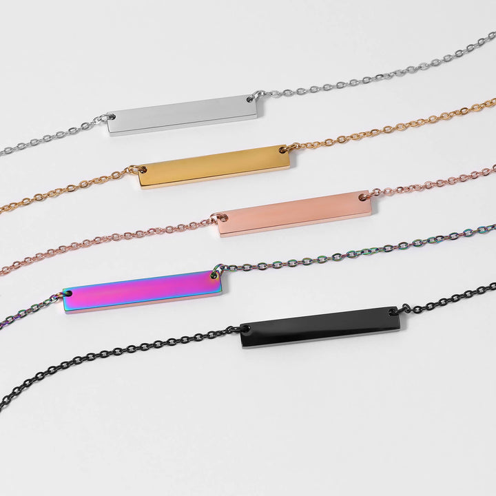 Polished Blank Stainless Steel Bar Necklace: Gold