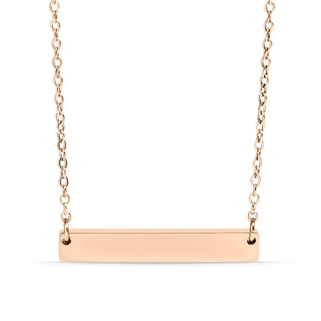 Polished Blank Stainless Steel Bar Necklace: Gold